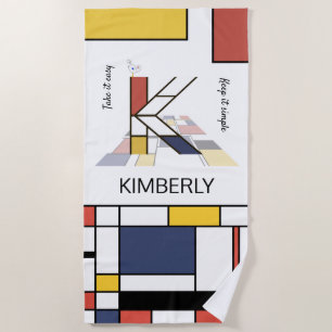 Serviette De Plage Merveilleux Neoplasticisme Art Monogramme. Lettre 