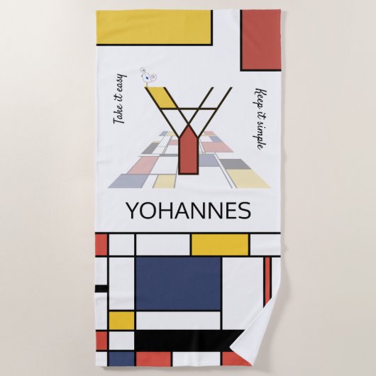 Serviette De Plage Merveilleux Neoplasticisme Art Monogramme. Lettre (Devant)