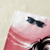 Serviette De Plage Messy Bun Salty Lil' Beach Nom personnalisé (En situation)