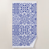 Serviette de plage mexicaine en tuiles bleues (Devant)