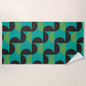 Serviette De Plage Mi-siècle Moderne Brown vert et turquoise (Devant)