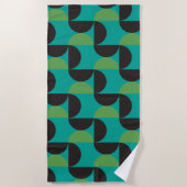Serviette De Plage Mi-siècle Moderne Brown vert et turquoise (Devant)