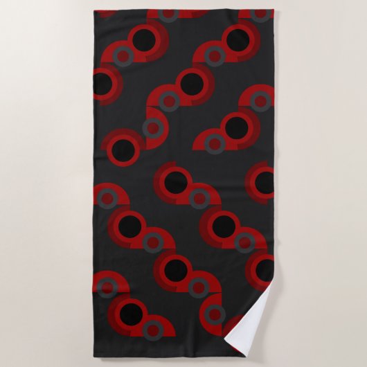 Serviette De Plage Mi-siècle moderne rouge, noir et gris (Devant)