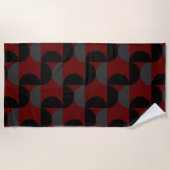 Serviette De Plage Mi-siècle moderne rouge noir et gris (Devant)