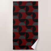 Serviette De Plage Mi-siècle moderne rouge noir et gris (Devant)