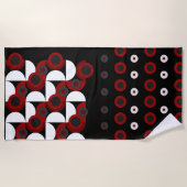 Serviette De Plage Mi-siècle moderne rouge, noir et gris (Devant)