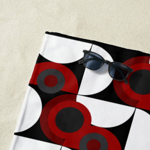 Serviette De Plage Mi-siècle moderne rouge, noir et gris