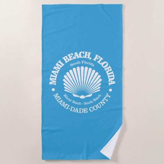 Serviette De Plage Miami Beach (coquillage) (Devant)