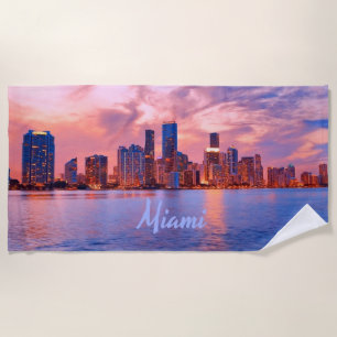 Serviette De Plage Miami Beach Florida City Skyline