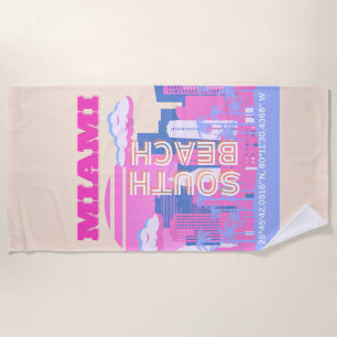 Serviette De Plage Miami Beach, Miami Travel Art, Preppy