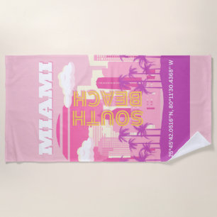 Serviette De Plage Miami Beach, Miami Travel Art, Preppy Room, Rose