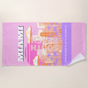 Serviette De Plage Miami Beach, Miami Travel Art, Preppy Room, Rose