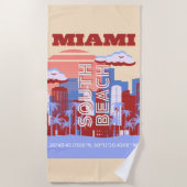 Serviette De Plage Miami Beach, Miami Travel Art, Retro (Devant)