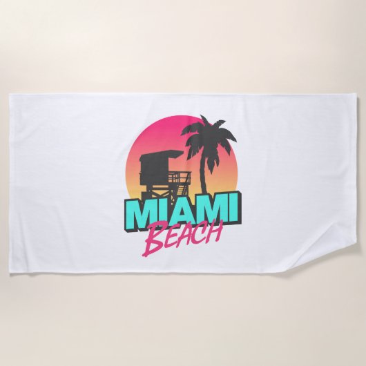 Serviette De Plage Miami Beach Travel Vintage (Devant)