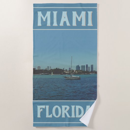 Serviette De Plage Miami Skyline (Devant)