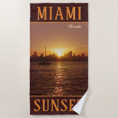 Serviette De Plage Miami Skyline à Sunset (Devant)