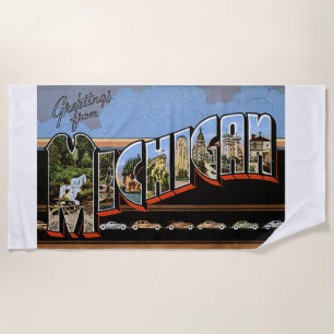 Serviette De Plage Michigan State Salutations Colorful Art Beach Serv