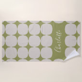 Serviette De Plage Mid Century Mod in Olive Green Personnalisé (Devant)