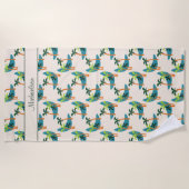 Serviette De Plage Mid Century Moderne Palm Oasis Nom personnalisé (Devant)