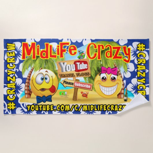 Serviette De Plage Midlife Crazy Beach Towne (Devant)