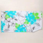 Serviette De Plage Midnight Garden Hawaiian Hibiscus Floral Turquoise (Devant)