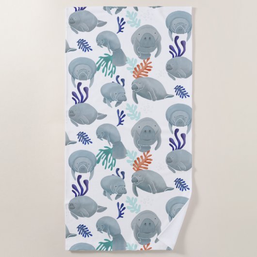 Serviette De Plage Mignées Manates Avec Motif Bulles (Devant)