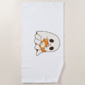 Serviette De Plage Mignon fantôme et chat, T-shirt classique Hallowee (Devant)