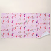 Serviette De Plage mignon modèle Flamingo été tropical Blush rose (Devant)
