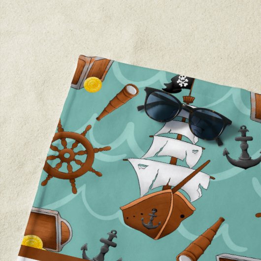 Serviette De Plage mignon pirate ajouter nom enfants (En situation)