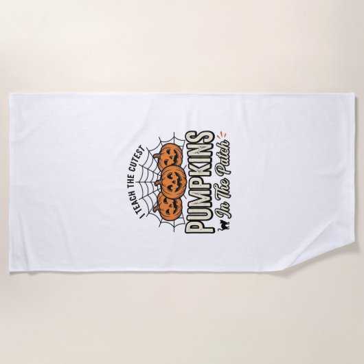 Serviette De Plage Mignon professeur de citrouille création Halloween (Devant)