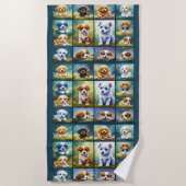 Serviette De Plage Mignonne collage de chiot, chiens bébés (Devant)