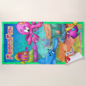 serviette de plage mignonne de bande dessinée (Devant)