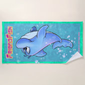 Serviette de plage mignonne de dauphin de bande (Devant)