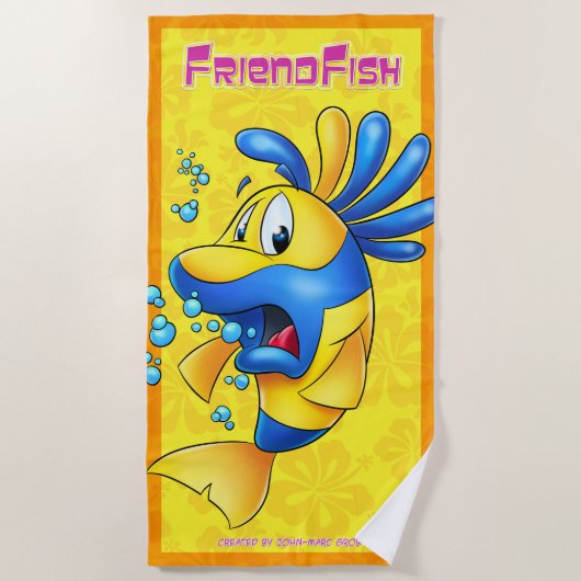 Serviette de plage mignonne de poissons de bande (Devant)