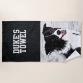 Serviette De Plage Mignonne frontière animale Collie Nom de l'animal (Devant)