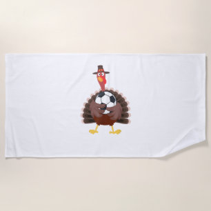 Serviette De Plage Mignonne Funny Soccer Thanksgiving Turquie Boys