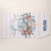 Serviette De Plage Mignonne lapin dans un panier avec des oeufs et de (Devant)