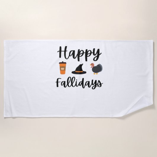 Serviette De Plage Mignonne saison d'automne Joyeux Fallidays Thanksg (Devant)