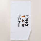 Serviette De Plage Mignonne saison d'automne Joyeux Fallidays Thanksg (Devant)