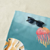 Serviette De Plage Mignonne sous la mer Nom des enfants (En situation)