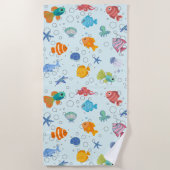 Serviette de plage Mignonnes créatures sous-marine (Devant)