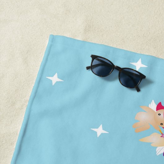 Serviette De Plage Mignons anges sur bleu (En situation)