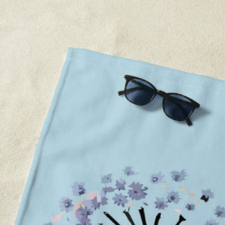 Serviette De Plage Mimétique Acacia Moderne Wattelle Dorée Abstraite