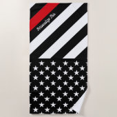 Serviette De Plage Mince Red Line Firefighter Drapeau personnalisé (Devant)