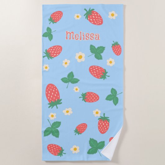 Serviette De Plage Mini Fleur de Fraisier Personnalisée (Devant)