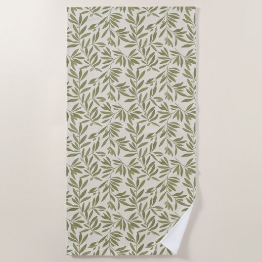 Serviette De Plage Minimal Olive Branch Pattern (Devant)