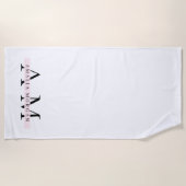 Serviette De Plage "Minimal Pastel Rose Initial & Nom Personnalisé (Devant)
