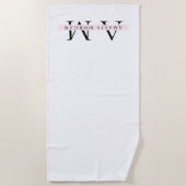 Serviette De Plage "Minimal Pastel Rose Initial & Nom Personnalisé (Devant)