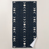 Serviette De Plage Minimalist Lunar Phases Pattern with Stars and Nig (Devant)