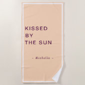 Serviette De Plage Minimalist Personalized Kissed by the Sun (Devant)